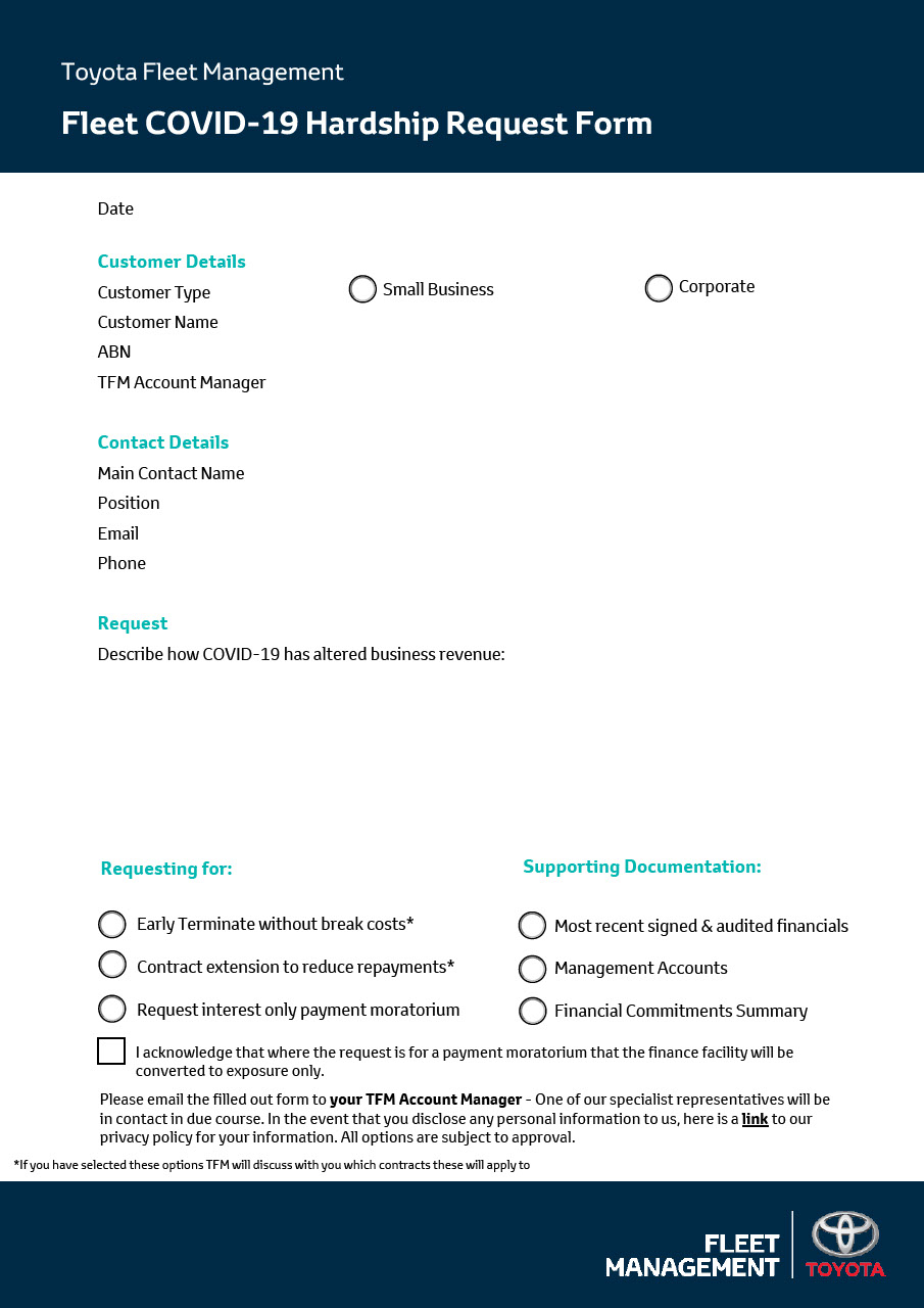 Fleet COVID19 Relief Request Form