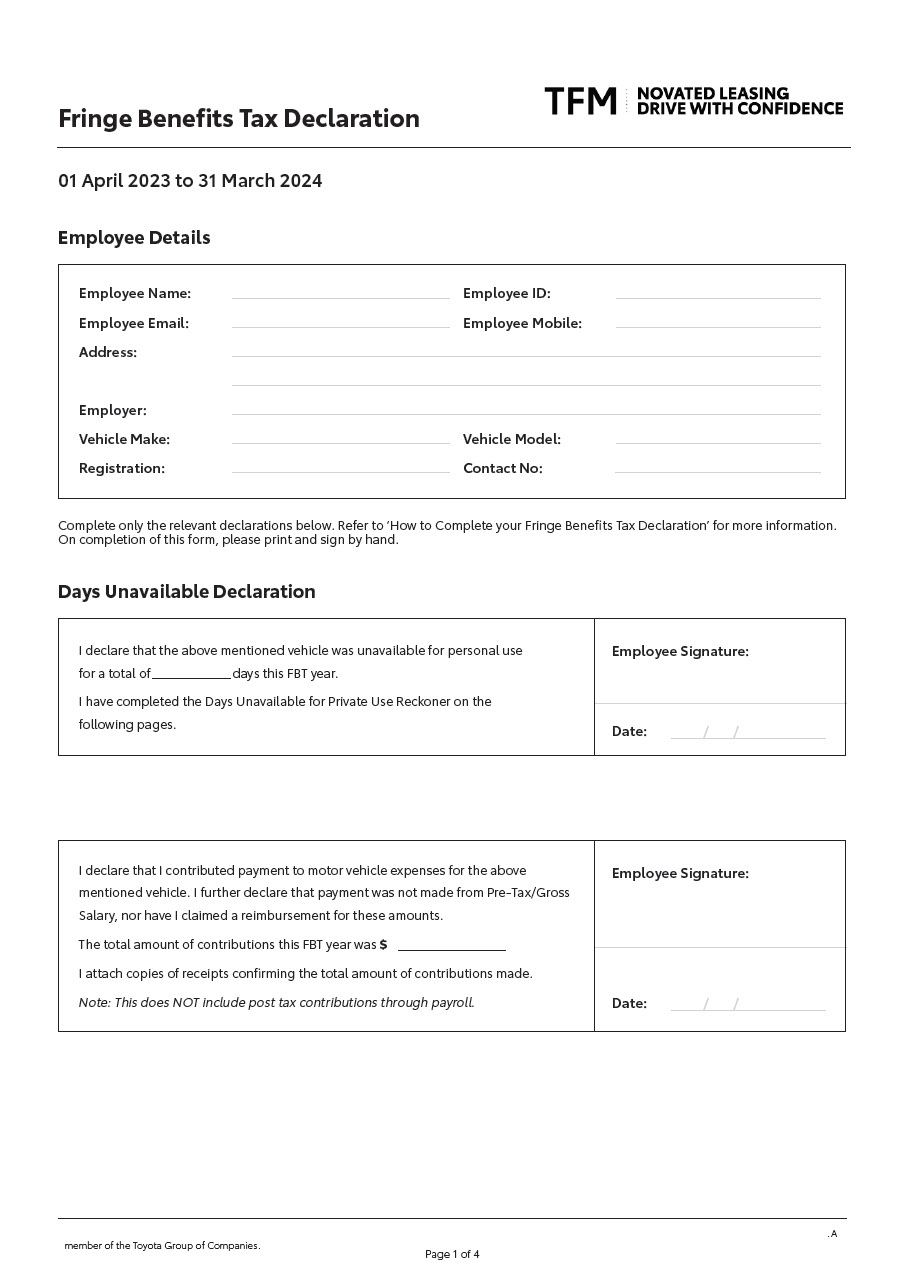 FBT Declaration form